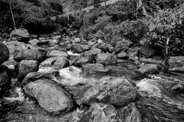 Schwarz Und Weiß Wasser Fließt Durch Felsen Reshi Fluss Reshikhola — Stockfoto