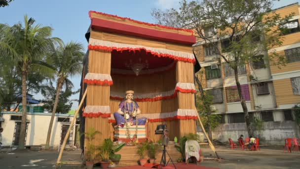 Howrah Batı Bengal Hindistan Şubat 2022 Pandal Içinde Tanrıça Saraswati — Stok video