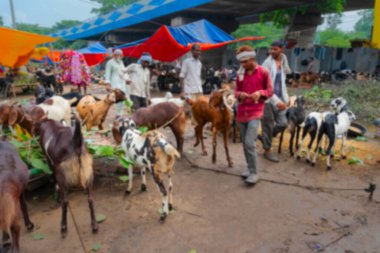 Kolkata 'nın bulanık görüntüsü, Batı Bengal, Hindistan. 