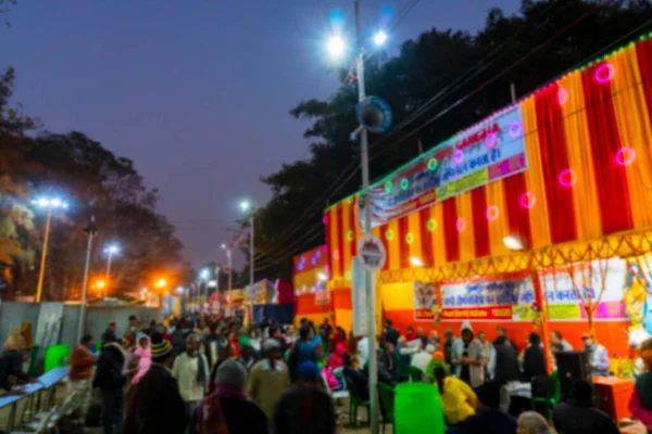 Suddig Bild Kolkata Västbengalen Indien Devotees Promenader Kvällen Gangasagar Transit — Stockfoto