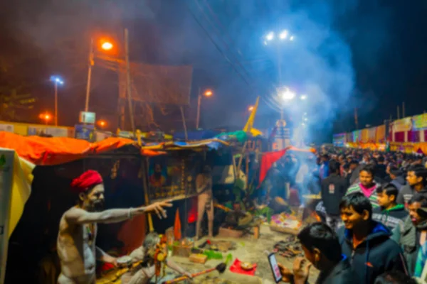 Blurred Image Kolkata West Bengal India Hindu Sadhu Blessing Devotees — Stock Photo, Image