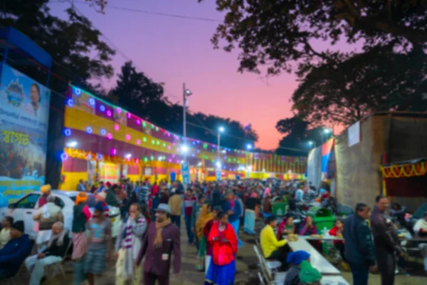 Размытое Изображение Калькутты Западная Бенгалия Индия Индуистские Преданные Идущие Вечером — стоковое фото