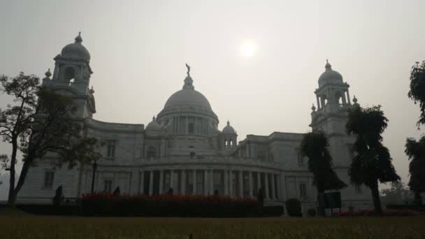 Timelapse Video Victoria Memorial Kolkata Зимовий Ранок Сходом Сонця Задньому — стокове відео