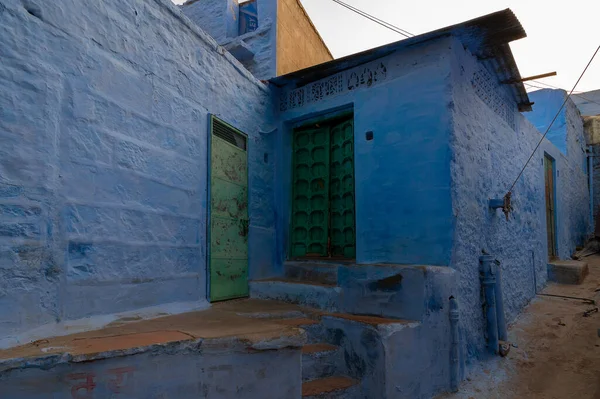 Jodhpur Rajasthan India Oktober 2019 Traditioneel Blauw Gekleurd Huis Blauw — Stockfoto