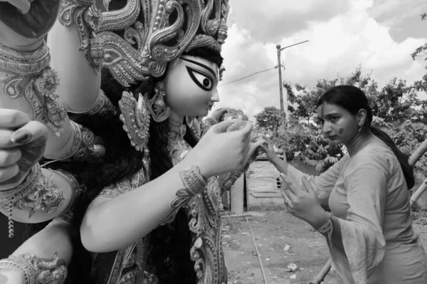 Howrah Bengal Zachodni Indie Października 2019 Vijayadashami Niezamężna Hinduska Dziewczyna — Zdjęcie stockowe