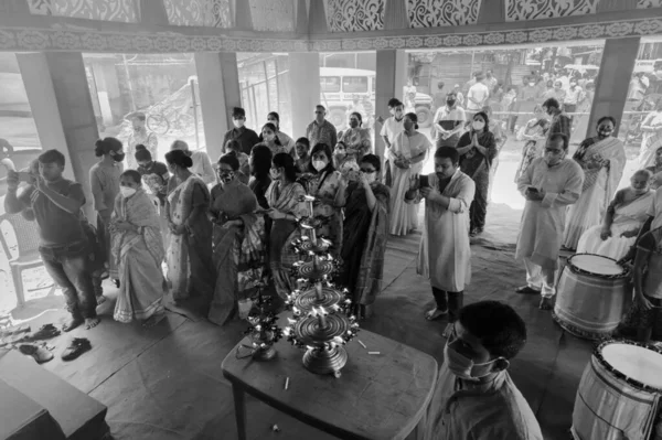 Howrah Bengala Ocidental Índia Outubro 2020 Deusa Durga Está Sendo — Fotografia de Stock