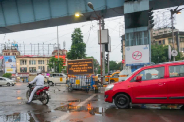 Blurred Image Kolkata West Bengal India Monsoon Stock Image Busy — Stock Photo, Image