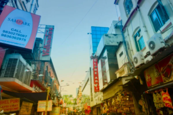 Imagen Borrosa Calcuta Bengala Occidental India Tiendas Fuera Del Centro — Foto de Stock