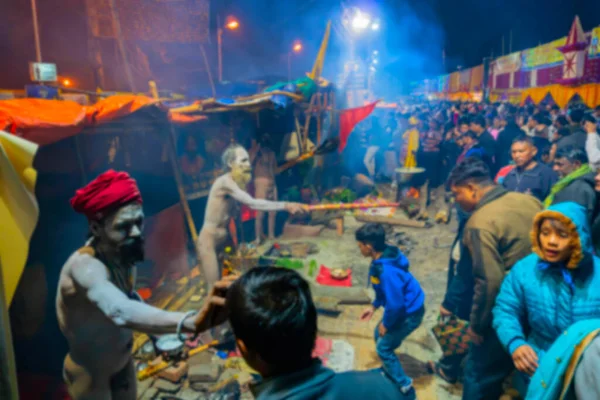 Blurred Image Kolkata West Bengal India Hindu Sadhu Blessing Devotees — Stock Photo, Image