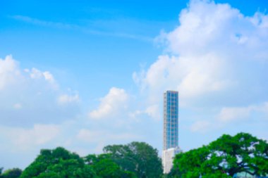 Kolkata 'nın bulanık görüntüsü, Batı Bengal, Hindistan. 42, Kolkata 'nın en yüksek binası, 42. kat, bu yüzden adı. Kolkata 'nın Iconinc binası.