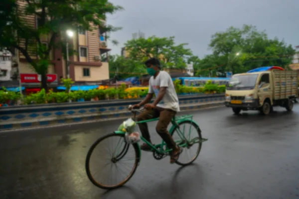 Imagen Borrosa Calcuta Bengala Occidental India Vista Del Tráfico Kolkata — Foto de Stock