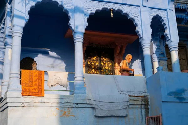 Jodhpur Rajasthan Índia Outubro 2019 Casa Cor Azul Tradicional Azul — Fotografia de Stock