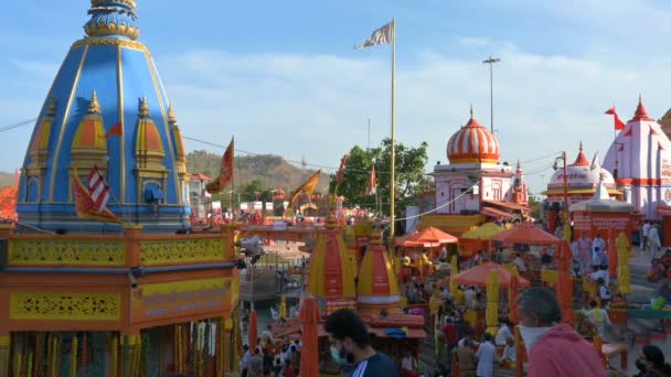 Haridwar Uttarakhand India April 2021 Hindoetempels Bij Heilige Har Pauri — Stockvideo