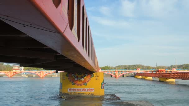 Haridwar Uttarakhand Hindistan Nisan 2021 Ganj Nehri Üzerindeki Haridwar Köprüsü — Stok video
