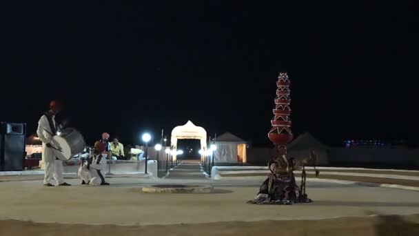 Thar Çölü Rajasthan Hindistan Ekim 2019 Bir Halk Dansçısı Olan — Stok video