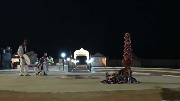 Thar Desert Rajasthan India October 15Th 2019 Female Dancer Dancing — Stock video