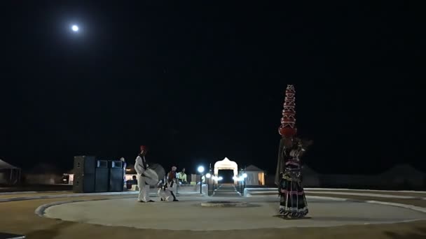 Désert Thar Rajasthan Inde Octobre 2019 Danseuse Dansant Bhavai Une — Video