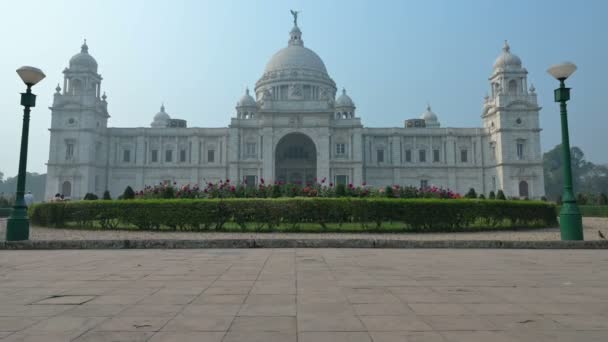 Video Victoria Memorial View Large Marble Building Central Kolkata British — Stockvideo