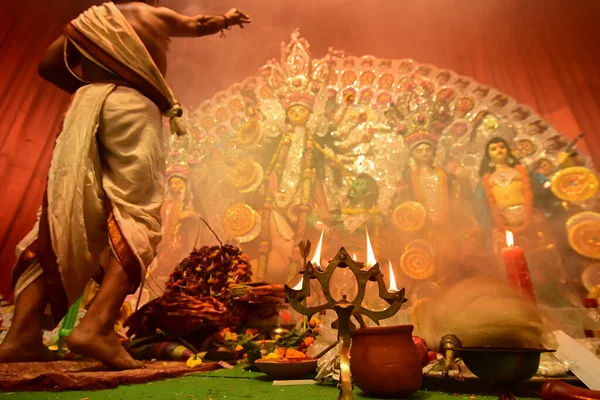 Howrah Zachodni Bengal Indie Października 2021 Bogini Durga Jest Czczona — Zdjęcie stockowe