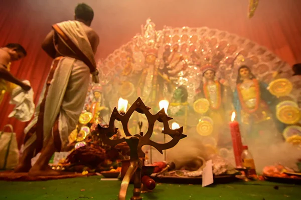 Howrah Bengal Barat India Oktober 2021 Dewi Durga Disembah Oleh — Stok Foto