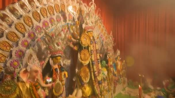 Howrah Índia Outubro 2021 Ídolo Durga Durante Sandhi Puja Junção — Vídeo de Stock