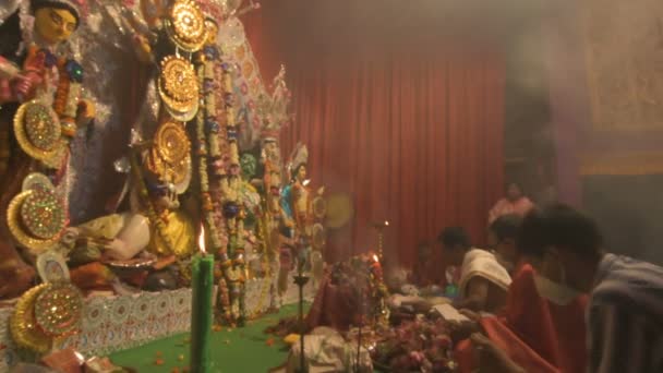 Howrah India October 15Th 2021 Sandhi Puja Sacred Juncture Ashtami — Stock video