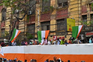 Kolkata, West Bengal, India - 21st July 2022 : All India Trinamool Congress Party, AITC or TMC, at Ekushe July, Shadid Dibas, Martyrs day rally. Electronic Media centre to live cover the big event.