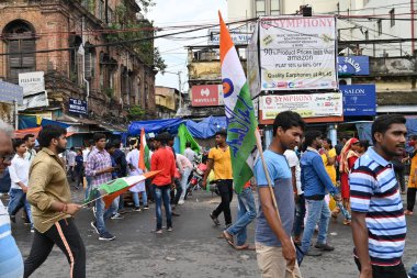 Kolkata, West Bengal, India - 21st July 2022 : All India Trinamool Congress Party, AITC or TMC, at Ekushe July, Shadid Dibas, Martyrs day rally. Party supporters gathering at Esplanade, Dharmatala.