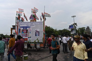 Kolkata, West Bengal, India - 21st July 2022 : All India Trinamool Congress Party, AITC or TMC, at Ekushe July, Shadid Dibas, Martyrs day rally. Tablo of CM Mamata Banerjee at Esplanade, Dharmatala.