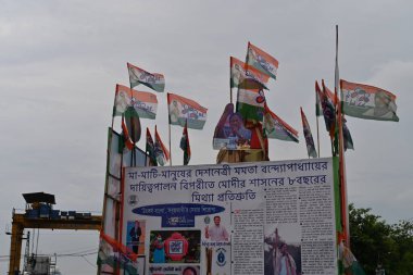 Kolkata, West Bengal, India - 21st July 2022 : All India Trinamool Congress Party, AITC or TMC, at Ekushe July, Shadid Dibas, Martyrs day rally. Tablo of CM Mamata Banerjee at Esplanade, Dharmatala.