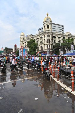 Kolkata, West Bengal, India - 21st July 2022 : All India Trinamool Congress Party, AITC or TMC, at Ekushe July, Shadid Dibas, Martyrs day rally. Party supporters gathering at Esplanade, Dharmatala.
