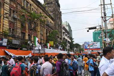 Kolkata, West Bengal, India - 21st July 2022 : All India Trinamool Congress Party, AITC or TMC, at Ekushe July, Shadid Dibas, Martyrs day rally. Party supporters gathering at Esplanade, Dharmatala.