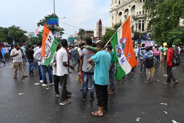Kolkata, West Bengal, India - 21st July 2022 : All India Trinamool Congress Party, AITC or TMC, at Ekushe July, Shadid Dibas, Martyrs day rally. Party supporters gathering at Esplanade, Dharmatala.
