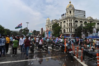 Kolkata, West Bengal, India - 21st July 2022 : All India Trinamool Congress Party, AITC or TMC, at Ekushe July, Shadid Dibas, Martyrs day rally. Party supporters gathering at Esplanade, Dharmatala.