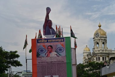 Kolkata, West Bengal, India - 21st July 2022 : All India Trinamool Congress Party, AITC or TMC, at Ekushe July, Shadid Dibas, Martyrs day rally. Tablo of CM Mamata Banerjee at Esplanade, Dharmatala.
