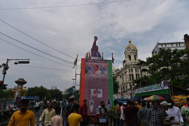 Kolkata, West Bengal, India - 21st July 2022 : All India Trinamool Congress Party, AITC or TMC, at Ekushe July, Shadid Dibas, Martyrs day rally. Tablo of CM Mamata Banerjee at Esplanade, Dharmatala.