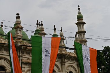 Kolkata,West Bengal,India - 21st July 2022 : All India Trinamool Congress Party, AITC or TMC, at Ekushe July, Shadid Dibas, Martyrs day rally. Party flags waving in gathering at Esplanade, Dharmatala.