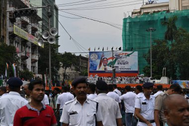 Kolkata, West Bengal, India - 21st July 2022 : All India Trinamool Congress Party, AITC or TMC, at Ekushe July, Shadid Dibas, Martyrs day rally. Bengal police gathering at Esplanade, Dharmatala.