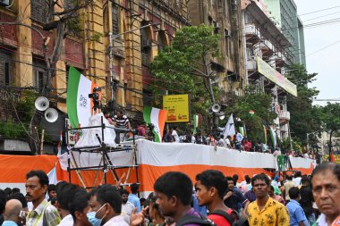 Kolkata, West Bengal, India - 21st July 2022 : All India Trinamool Congress Party, AITC or TMC, at Ekushe July, Shadid Dibas, Martyrs day rally. Party supporters gathering at Esplanade, Dharmatala.