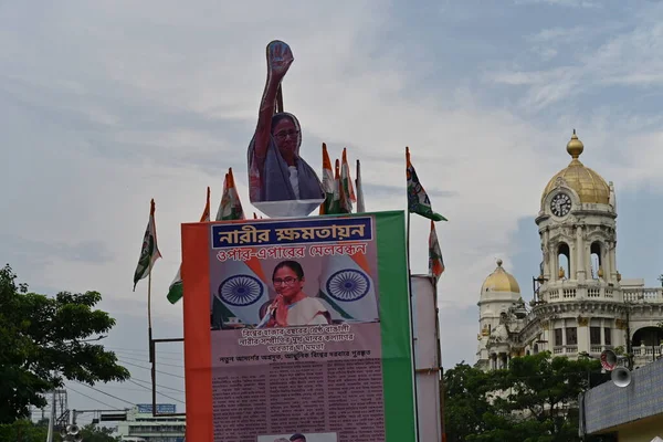 Kolkata, West Bengal, India - 21st July 2022 : All India Trinamool Congress Party, AITC or TMC, at Ekushe July, Shadid Dibas, Martyrs day rally. Tablo of CM Mamata Banerjee at Esplanade, Dharmatala.