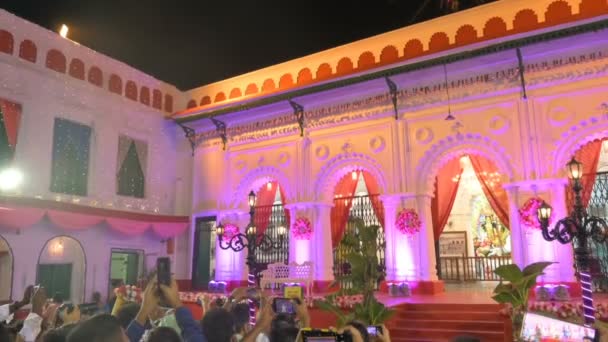 Kolkata Bengala Ocidental Índia Outubro 2021 Decorated Durga Puja Pandal — Vídeo de Stock