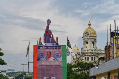 Kolkata, West Bengal, India - 21st July 2022 : All India Trinamool Congress Party, AITC or TMC, at Ekushe July, Shadid Dibas, Martyrs day rally. Tablo of CM Mamata Banerjee at Esplanade, Dharmatala.