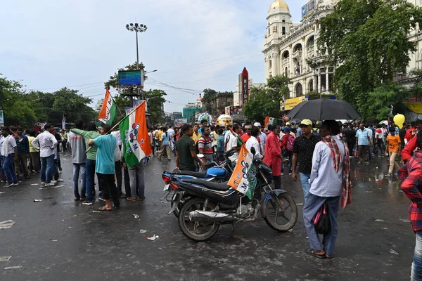 Kolkata, West Bengal, India - 21st July 2022 : All India Trinamool Congress Party, AITC or TMC, at Ekushe July, Shadid Dibas, Martyrs day rally. Party supporters gathering at Esplanade, Dharmatala.
