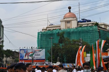 Kolkata, West Bengal, India - 21st July 2022 : All India Trinamool Congress Party, AITC or TMC, at Ekushe July, Shadid Dibas, Martyrs day rally. Party supporters gathering at Esplanade, Dharmatala.