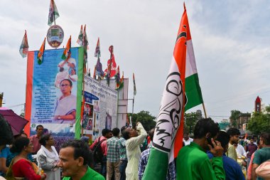 Kolkata, West Bengal, India - 21st July 2022 : All India Trinamool Congress Party, AITC or TMC, at Ekushe July, Shadid Dibas, Martyrs day rally. Tablo of CM Mamata Banerjee at Esplanade, Dharmatala.