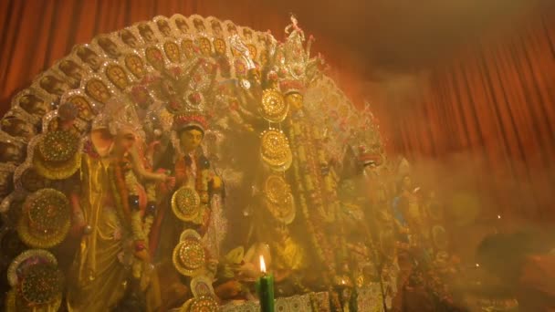 Howrah India October 15Th 2021 Holy Smoke Covering Goddess Durga — Stock videók