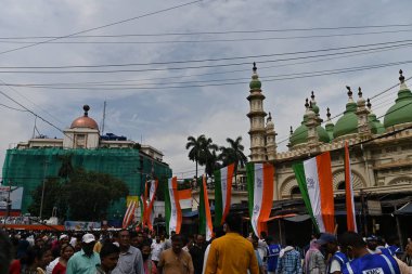 Kolkata, West Bengal, India - 21st July 2022 : All India Trinamool Congress Party, AITC or TMC, at Ekushe July, Shadid Dibas, Martyrs day rally. Party supporters gathering at Esplanade, Dharmatala.