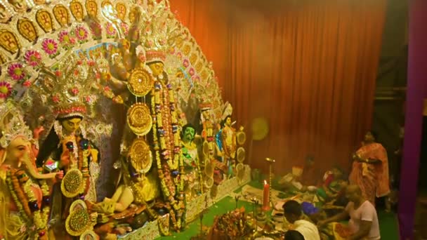 Howrah India Octubre 2021 Ídolo Durga Durante Sandhi Puja Coyuntura — Vídeos de Stock