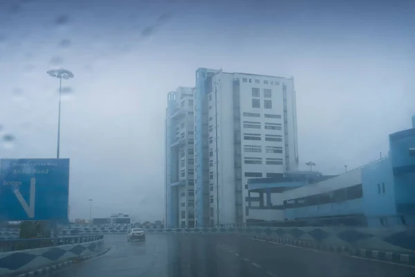 Howrah West Bengal India 2019 Raindrops Raindrops Car Windwindwindwindwindwindwindwindglass Nabanna — 스톡 사진