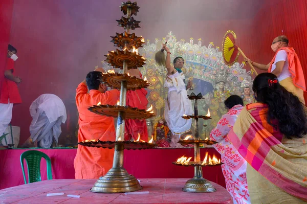 Howrah Westbengalen Indien Oktober 2020 Die Göttin Durga Wird Von — Stockfoto